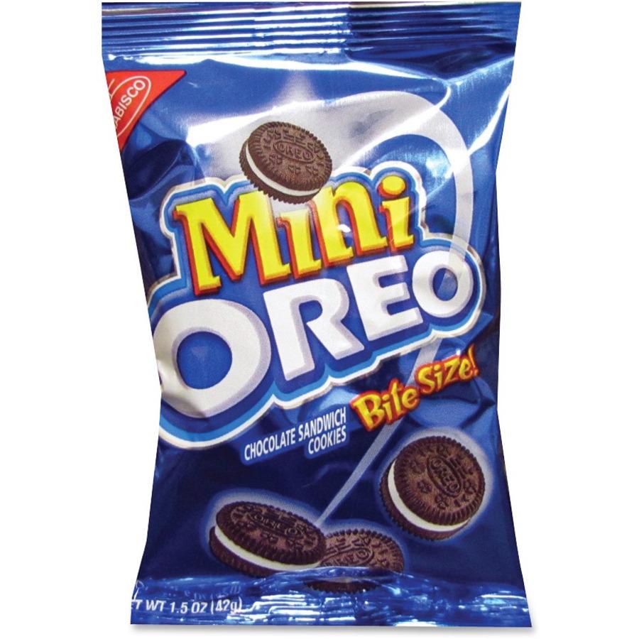 Oreo Mini Chocolate Sandwich Cookies - Vanilla, Chocolate - Packet - 1 Serving Pack - 1.75 oz - 60 / Carton. Picture 1