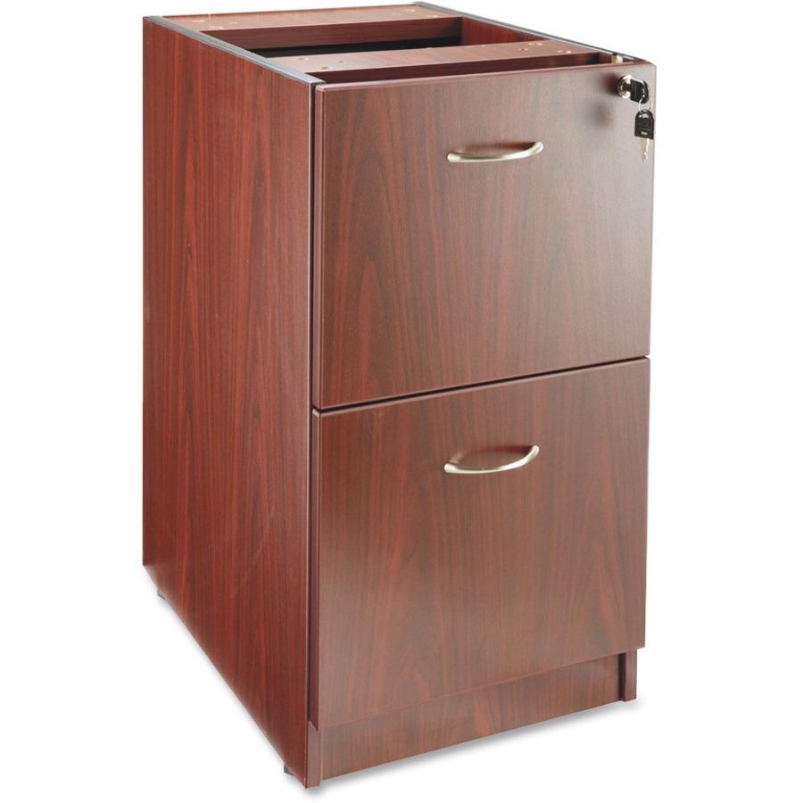 Lorell Essentials File/File Fixed File Cabinet - 15.5" x 21.9" x 28.3" - 2 x File Drawer(s) - Finish: Laminate, Mahogany. Picture 1