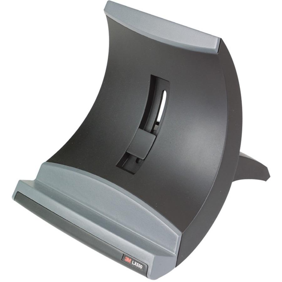 3M Ergonomic Vertical Notebook Computer Riser - 8.8" Height x 7.8" Width x 6.4" Depth - Silver, Black. Picture 1