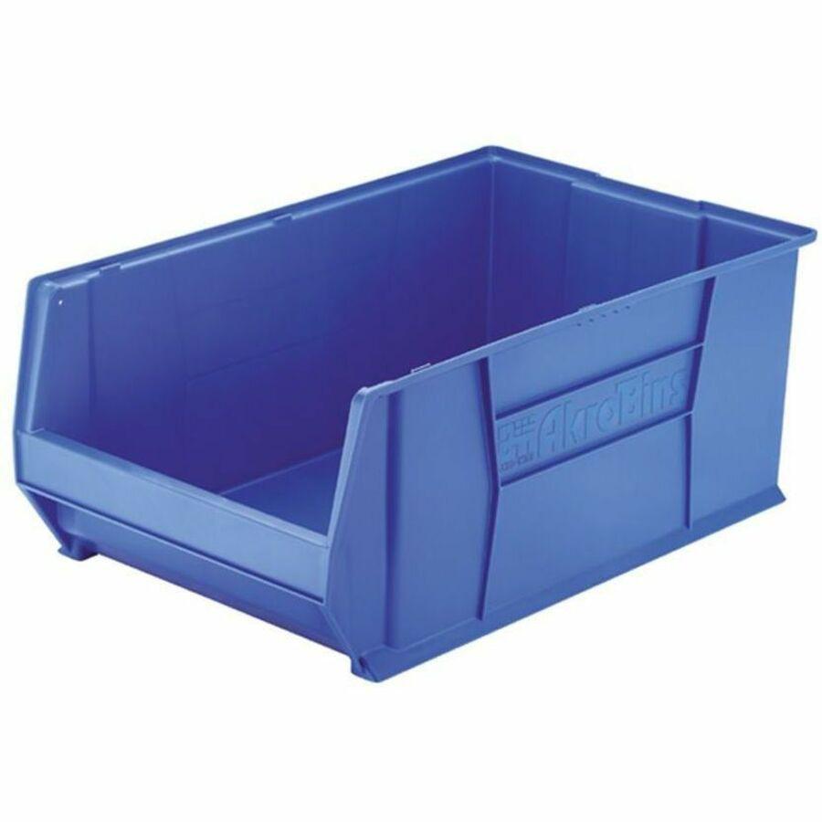Akro-Mils Super-Size AkroBin - External Dimensions: 18.4" Width x 29.3" Depth x 12" Height - 300 lb - Heavy Duty - Stackable - Polymer - Blue - 1 Each. Picture 1