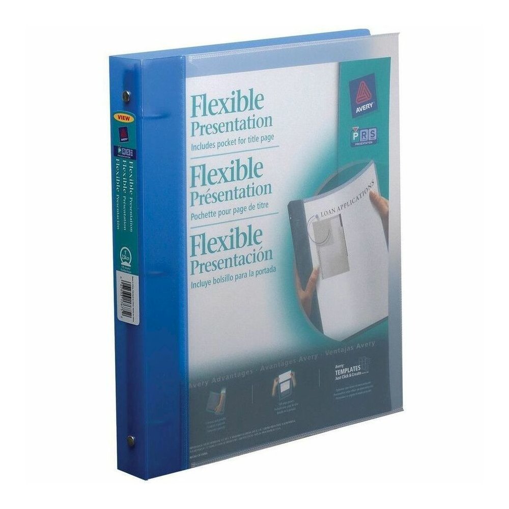 Avery Flexible Binder - 1" Binder Capacity - Letter - 8 1/2" x 11" Sheet Size - 175 Sheet Capacity - 1 2/5" Spine Width - 3 x 1" Ring - Fastener: Round Ring - Pocket: 0 - Polypropylene - Blue - Durabl. Picture 1