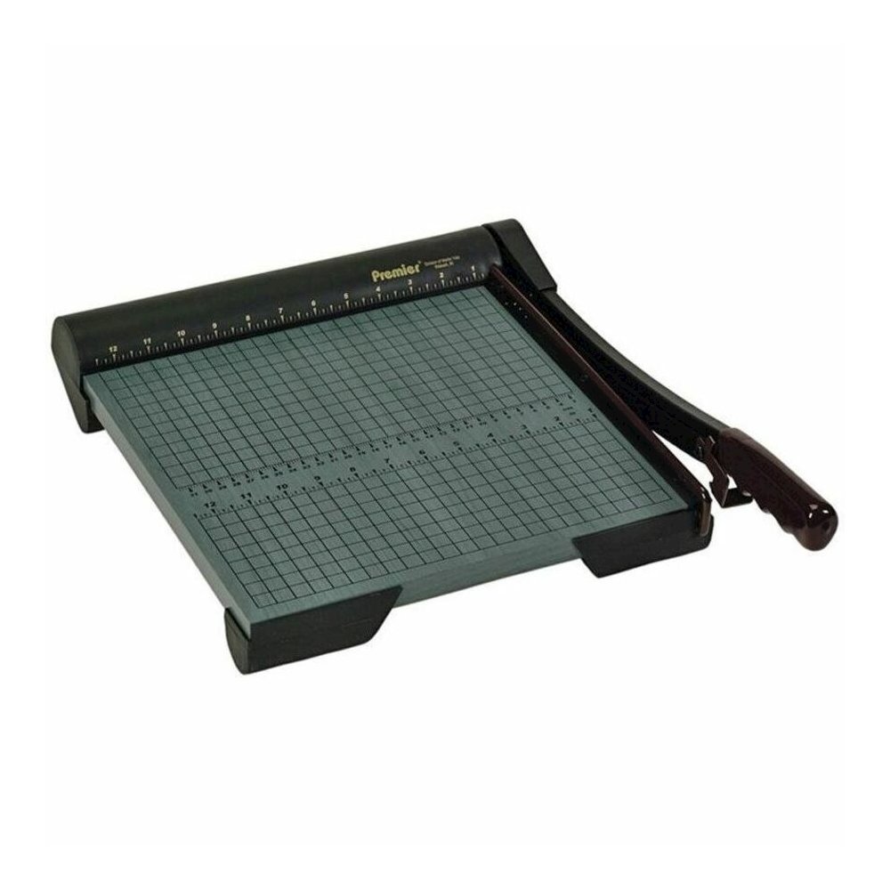 Premier Heavy-Duty Wood Series Paper Trimmers - 20 Sheet Cutting Capacity - 1 Steel Blade - 12" Cutting Length - 4" Height x 12.9" Width x 16" Depth - Non-skid Rubber Feet, Heavy Duty, Locking Blade -. Picture 1