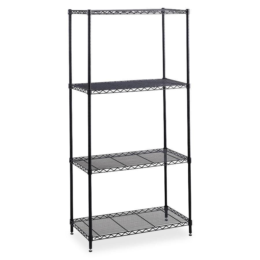 Safco Industrial Wire Shelving - 36" x 24" - 4 x Shelf(ves) - 2500 lb Load Capacity - Leveling Glide, Dust Proof, Adjustable Shelf, Durable - Black - Powder Coated - Steel - Assembly Required. Picture 2