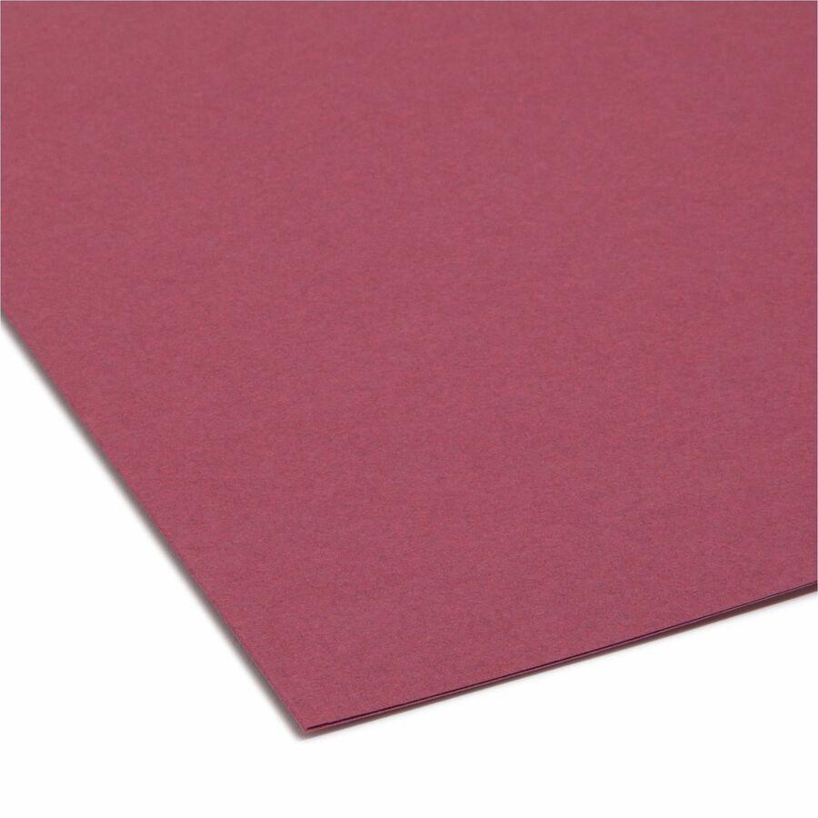 Smead 1/3 Tab Cut Letter Recycled Hanging Folder - 8 1/2" x 11" - 3/4" Expansion - Top Tab Location - Assorted Position Tab Position - Maroon - 10% Recycled - 100 / Box. Picture 4