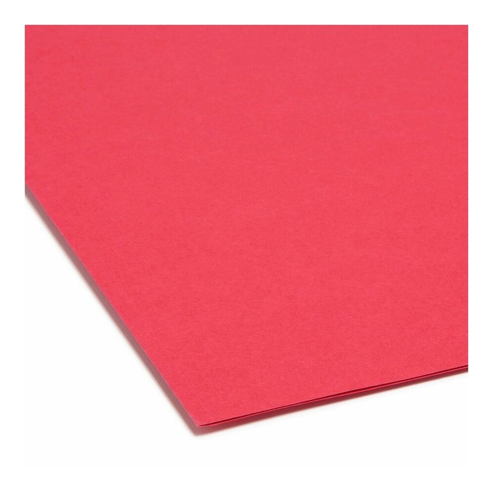 Smead Colored Straight Tab Cut Letter Recycled Top Tab File Folder - 8 1/2" x 11" - 3/4" Expansion - 11 pt. - 2 Plys - Red - 10% Recycled - 100 / Box. Picture 2