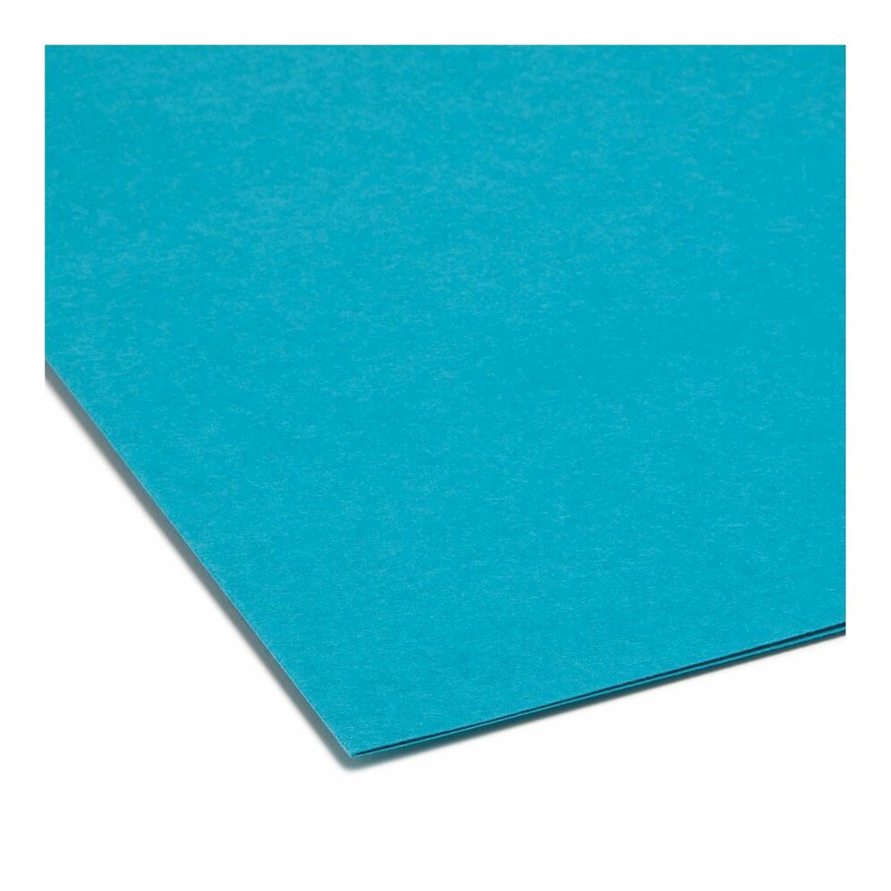 Smead Colored 1/3 Tab Cut Letter Recycled Top Tab File Folder - 8 1/2" x 11" - 3/4" Expansion - Top Tab Location - Assorted Tab Position - 11 pt. - 1 Plys - Teal - Rounded Corner - 10% Recycled - 100 . Picture 2