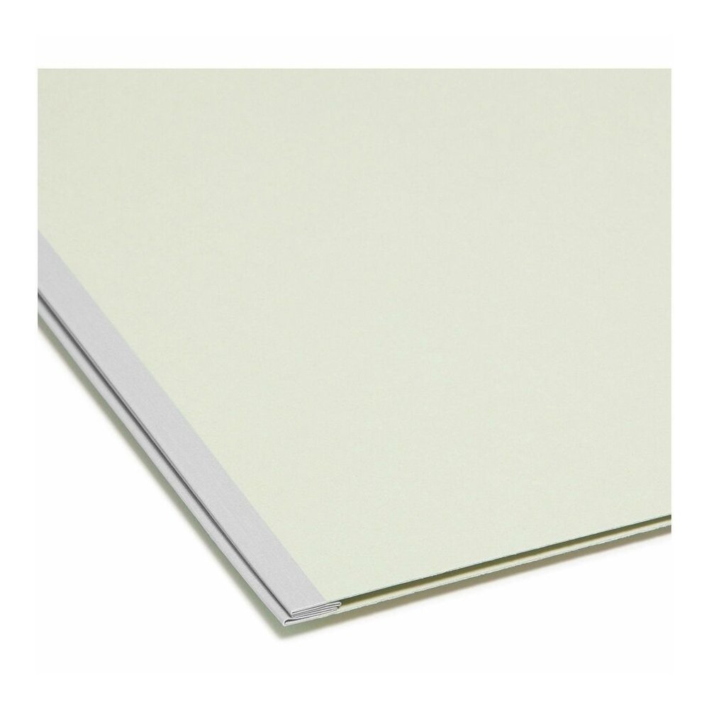 Smead 1/3 Tab Cut Legal Recycled Fastener Folder - 8 1/2" x 14" - 3" Expansion - 2 x 2S Fastener - 2" for Folder - Top Tab Location - Assorted Tab Position - 25 pt. - Pressboard - Gray, Green - Tear R. Picture 2