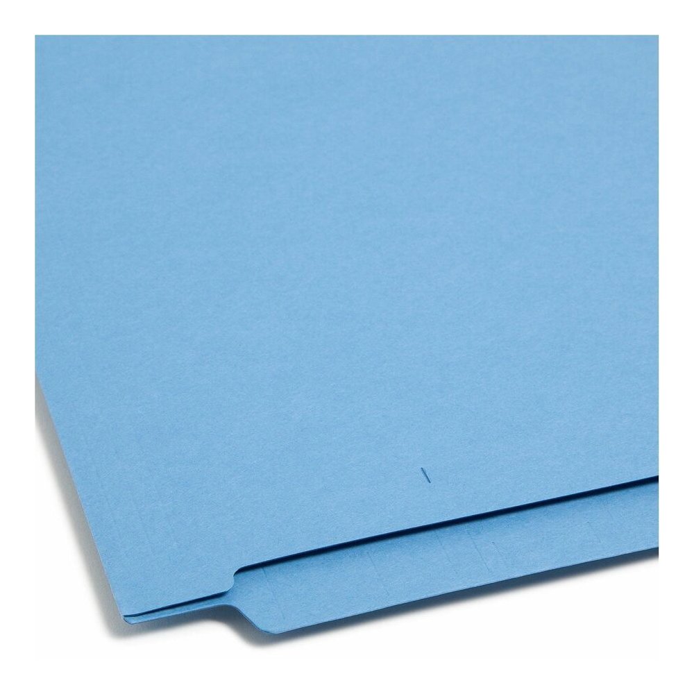 Smead Shelf-Master Straight Tab Cut Letter Recycled End Tab File Folder - 8 1/2" x 11" - 3/4" Expansion - 11 pt. - 2 Plys - Blue - Heavy Duty, Reinforced Tab - 10% Recycled - 100 / Box. Picture 2