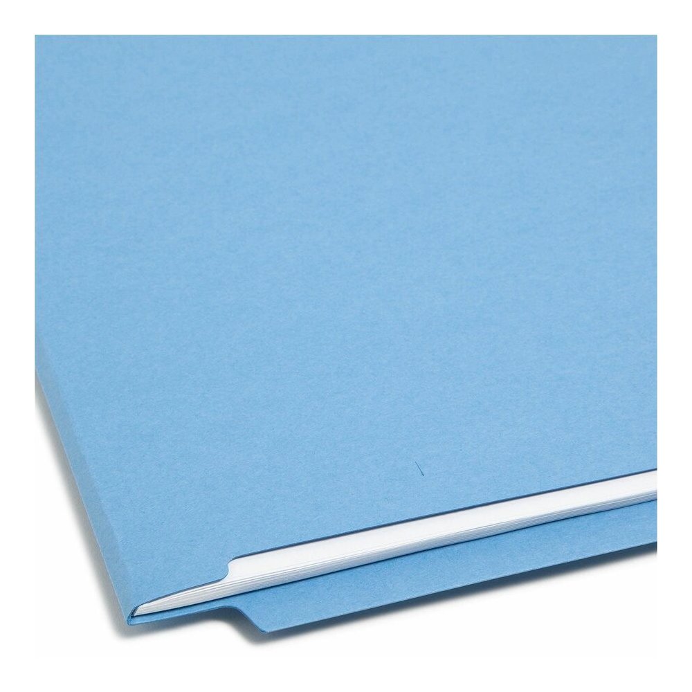 Smead Shelf-Master Straight Tab Cut Letter Recycled Fastener Folder - 8 1/2" x 11" - 3/4" Expansion - 2 x 2B Fastener - 2" for Folder - End Tab Location - 11 pt. - 2 Plys - Blue - 10% Recycled - 50 / . Picture 2