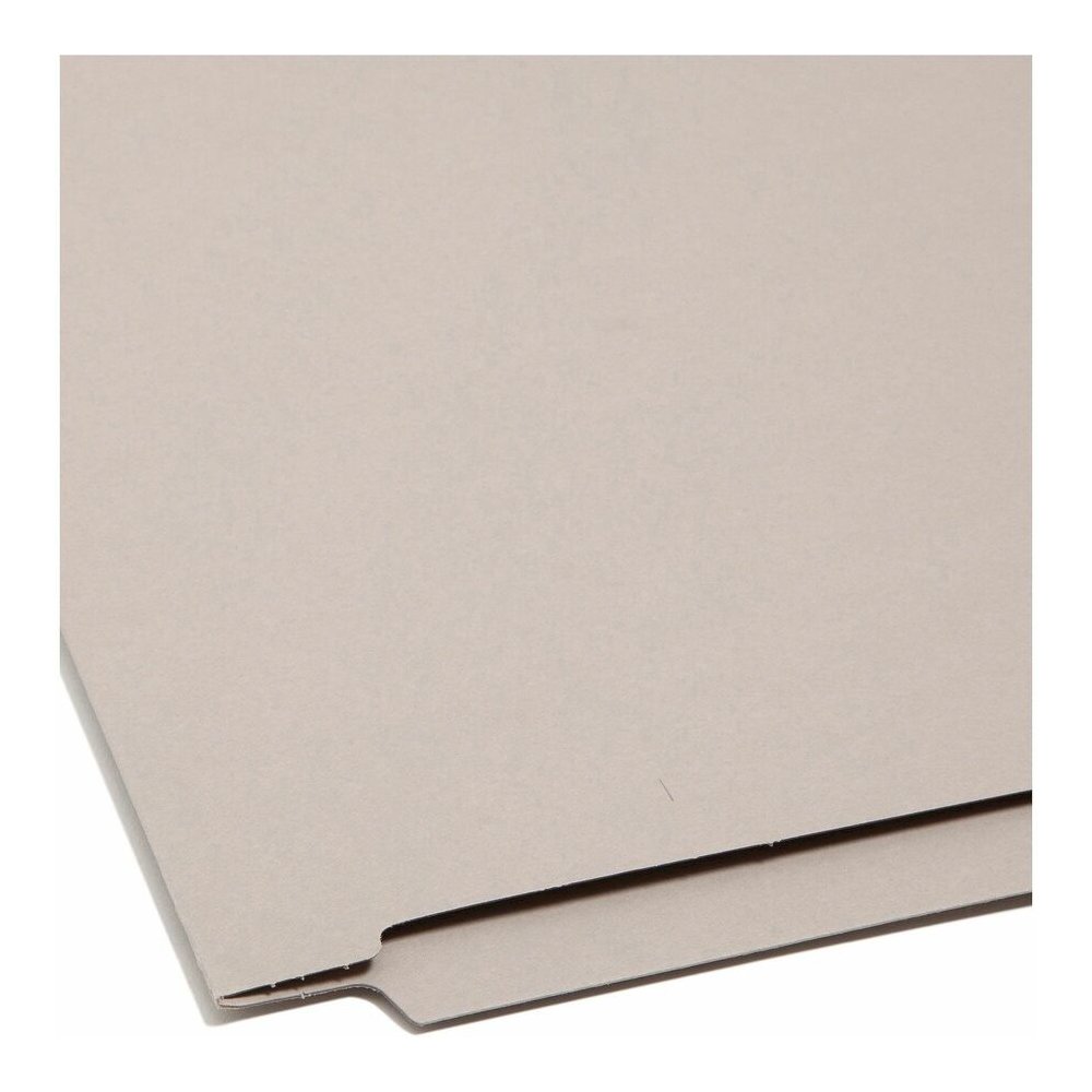 Smead Shelf-Master Straight Tab Cut Letter Recycled End Tab File Folder - 8 1/2" x 11" - 3/4" Expansion - 11 pt. - 2 Plys - Gray - Heavy Duty, Reinforced Tab - 10% Recycled - 100 / Box. Picture 2
