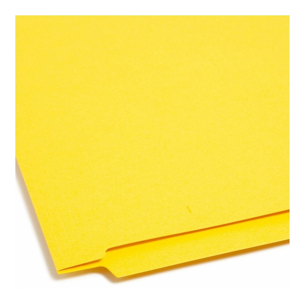 Smead Colored Straight Tab Cut Letter Recycled End Tab File Folder - 8 1/2" x 11" - 3/4" Expansion - 11 pt. - 2 Plys - Yellow - Heavy Duty, Reinforced Tab - 10% Recycled - 100 / Box. Picture 2
