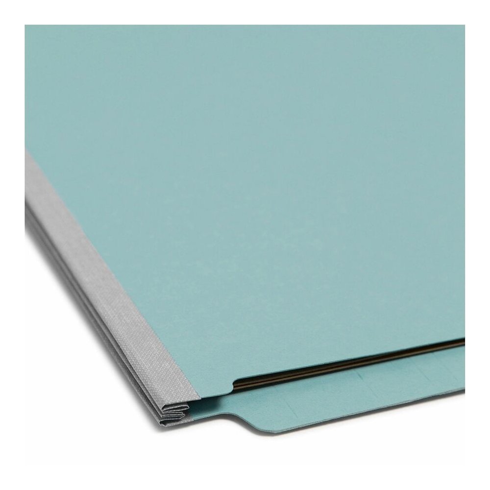 Smead Straight Tab Cut Letter Recycled Classification Folder - 8 1/2" x 11" - 2" Expansion - 2 x 2S Fastener - 2" for Folder - End Tab Location - 2 Divider - 25 pt. - Pressboard - Blue - 100% Recycled. Picture 2
