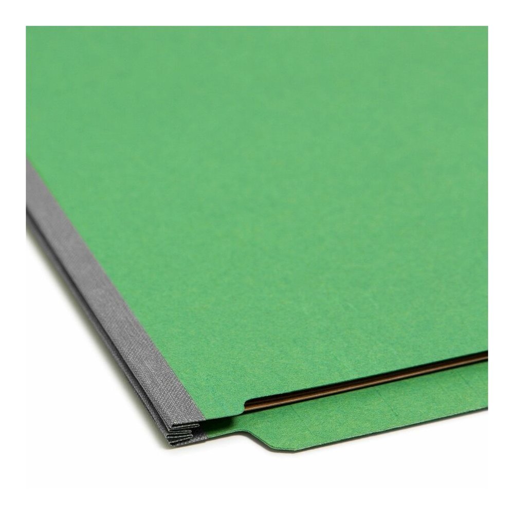 Smead Straight Tab Cut Letter Recycled Classification Folder - 8 1/2" x 11" - 2" Expansion - 2 x 2S Fastener - 2" for Folder - End Tab Location - 2 Divider - 25 pt. - Pressboard - Green - 100% Recycle. Picture 2