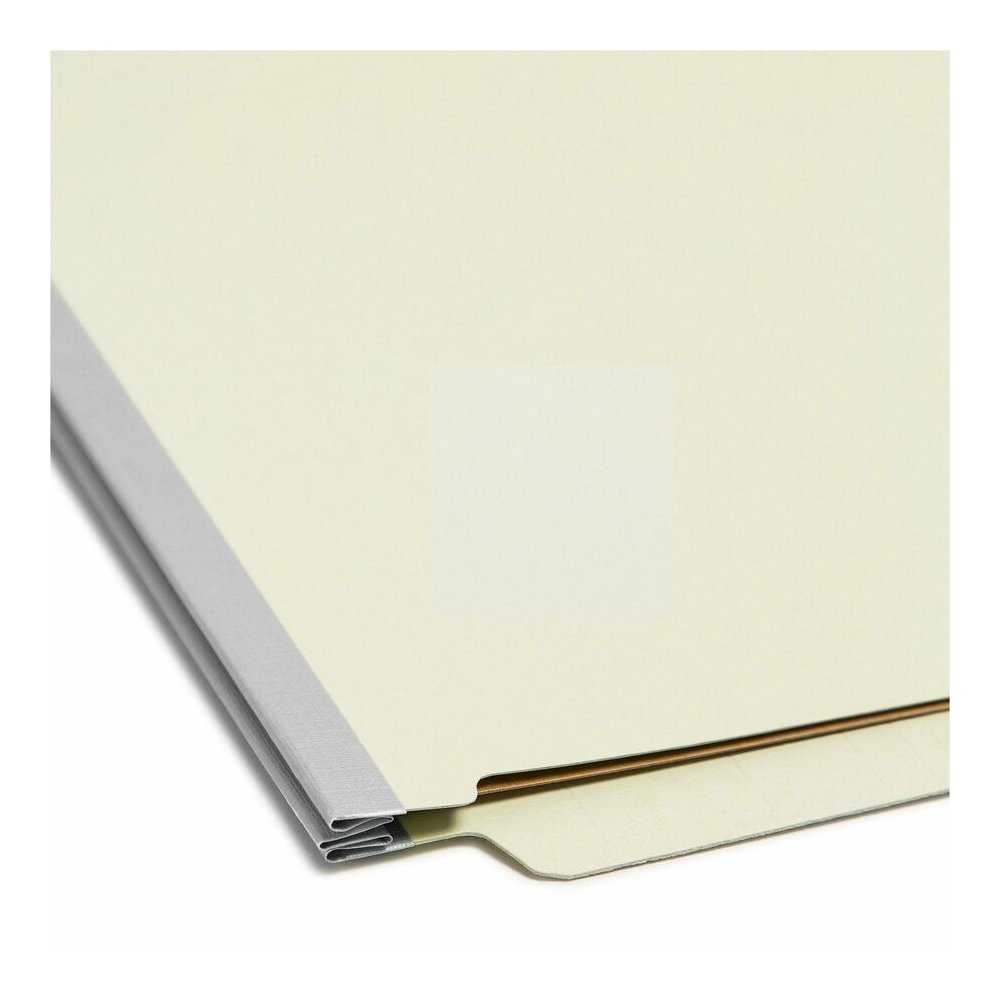 Smead Straight Tab Cut Letter Recycled Classification Folder - 8 1/2" x 11" - 3" Expansion - 2 x 2S Fastener - 2" for Folder, 1" for Divider - End Tab Location - 3 Divider - 25 pt. - Pressboard - Gray. Picture 2