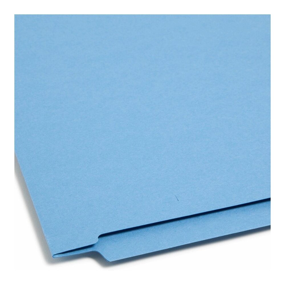 Smead Shelf-Master Straight Tab Cut Legal Recycled Fastener Folder - 8 1/2" x 14" - 3/4" Expansion - 2 x 2B Fastener - End Tab Location - 11 pt. - 2 Plys - Blue - Heavyweight - 10% Recycled - 50 / Box. Picture 2