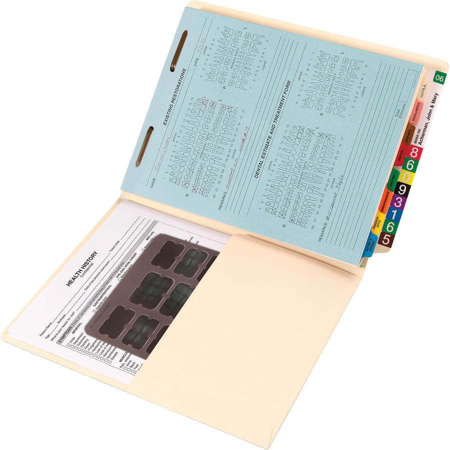Smead Straight Tab Cut Letter Recycled Fastener Folder - 8 1/2" x 11" - 3/4" Expansion - 1 x 2B Fastener(s) - 2" Fastener Capacity for Folder - 1 Inside Front Pocket(s) - Manila - 10% Recycled - 50 / . Picture 12