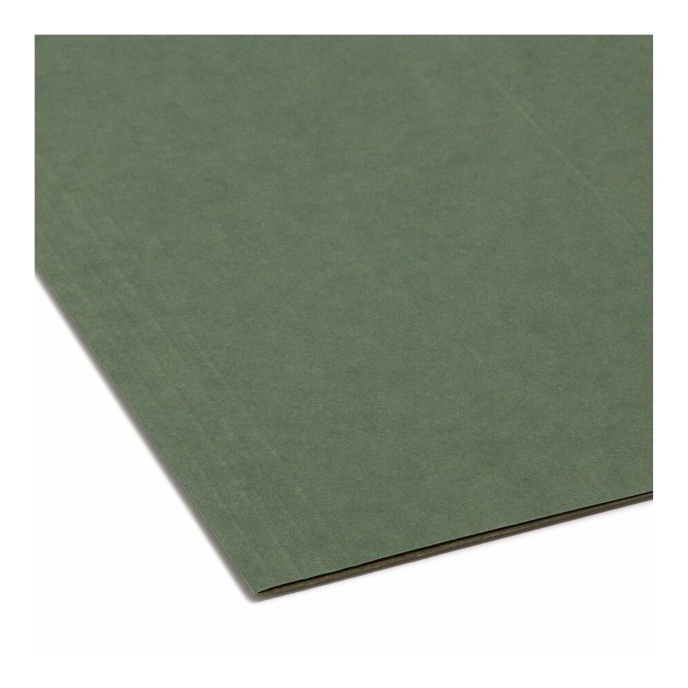 Smead 1/5 Tab Cut Letter Recycled Hanging Folder - 8 1/2" x 11" - Top Tab Location - Assorted Tab Position - 11 pt. - Vinyl - Standard Green - 10% Recycled - 25 / Box. Picture 2