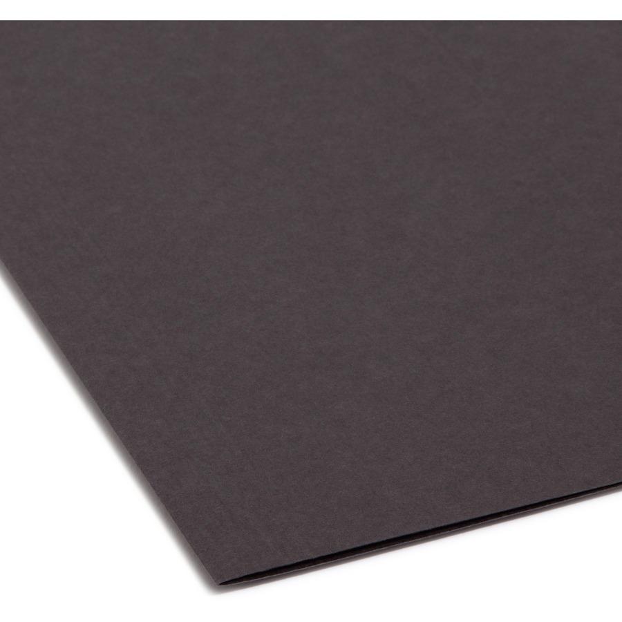 Smead Colored 1/5 Tab Cut Letter Recycled Hanging Folder - 8 1/2" x 11" - Top Tab Location - Assorted Tab Position - 11 pt. - Vinyl - Black - 10% Recycled - 25 / Box. Picture 4