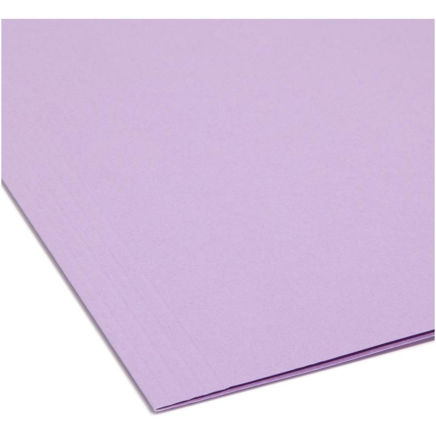 Smead Colored 1/5 Tab Cut Letter Recycled Hanging Folder - 8 1/2" x 11" - Top Tab Location - Assorted Tab Position - 11 pt. - Vinyl - Lavender - 10% Recycled - 25 / Box. Picture 4