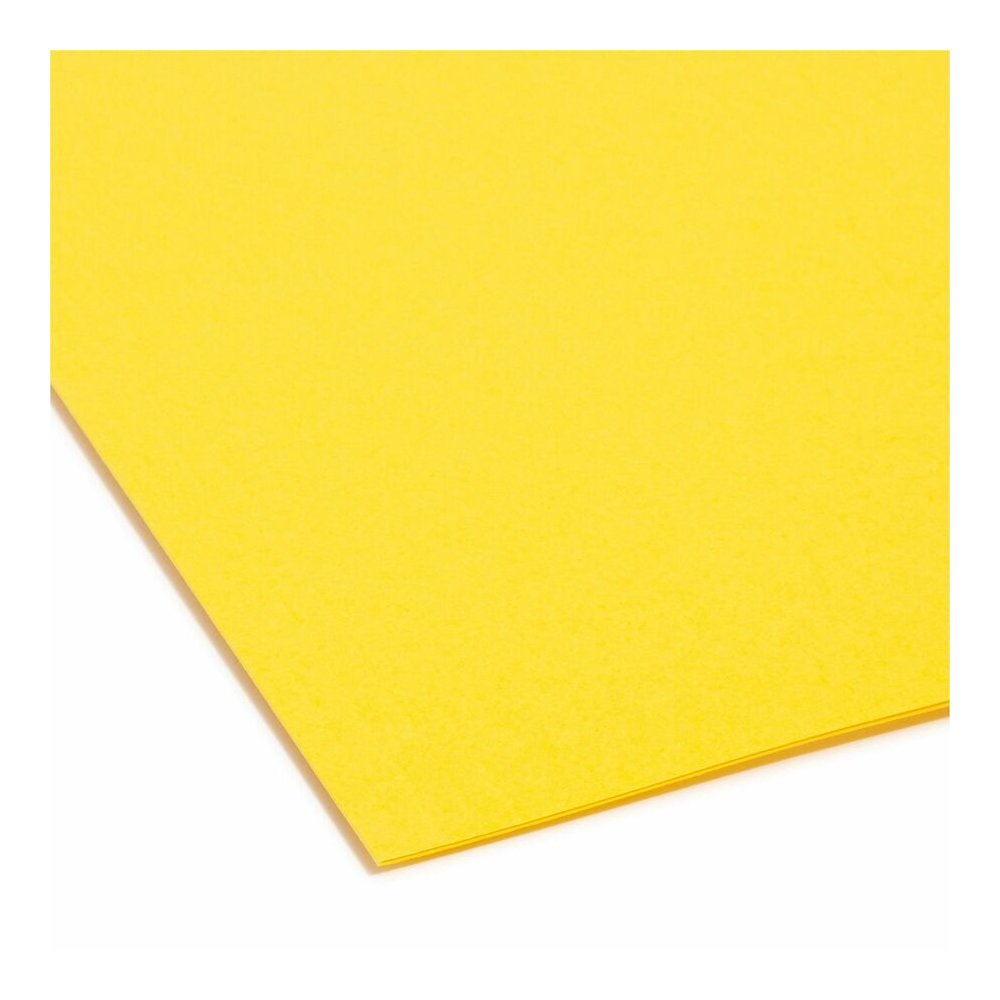 Smead Colored 1/5 Tab Cut Letter Recycled Hanging Folder - 8 1/2" x 11" - Top Tab Location - Assorted Tab Position - 11 pt. - Vinyl - Yellow - 10% Recycled - 25 / Box. Picture 2