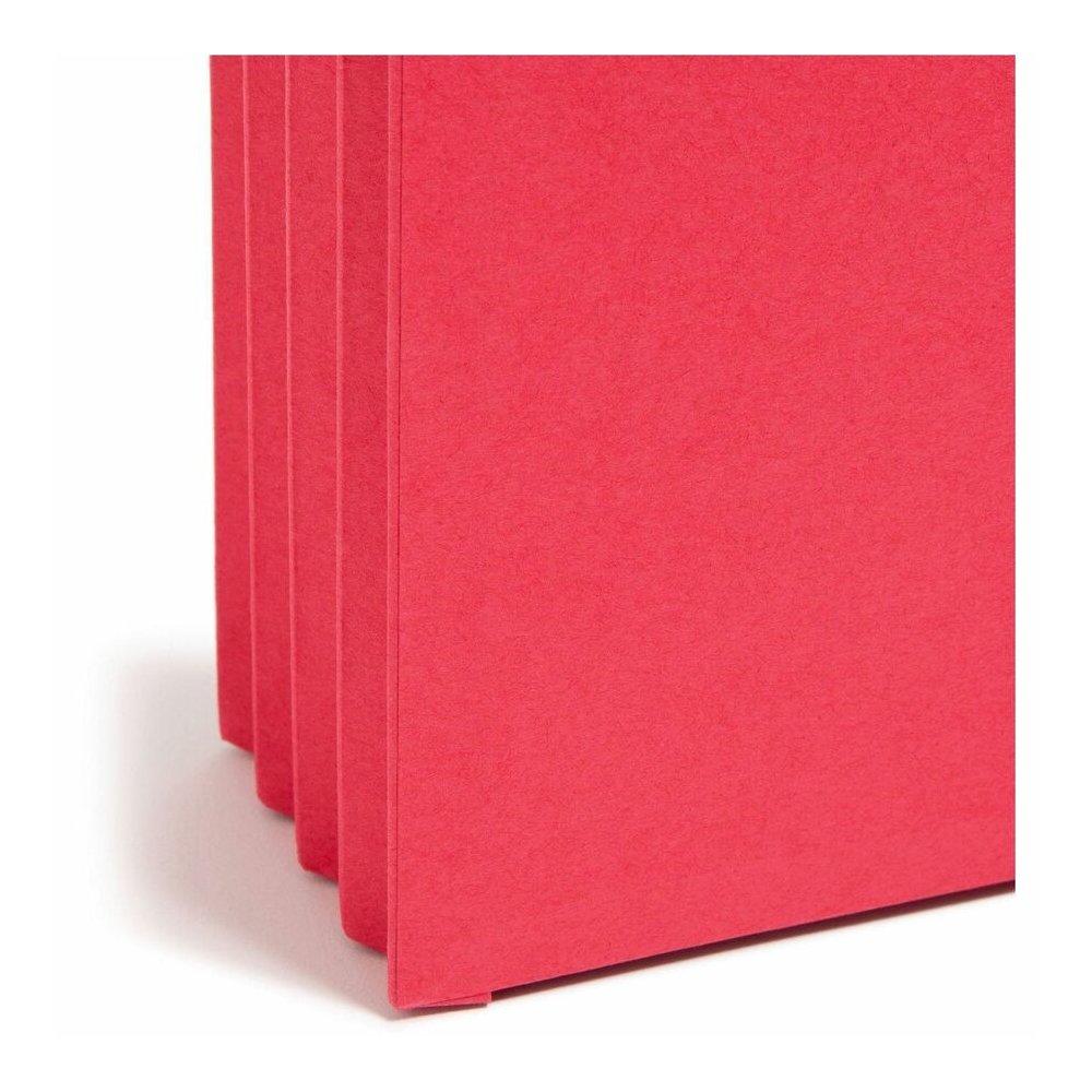 Smead Straight Tab Cut Legal Recycled File Pocket - 8 1/2" x 14" - 3 1/2" Expansion - Top Tab Location - Red - Tear Resistant - 10% Recycled - 1 Each. Picture 2