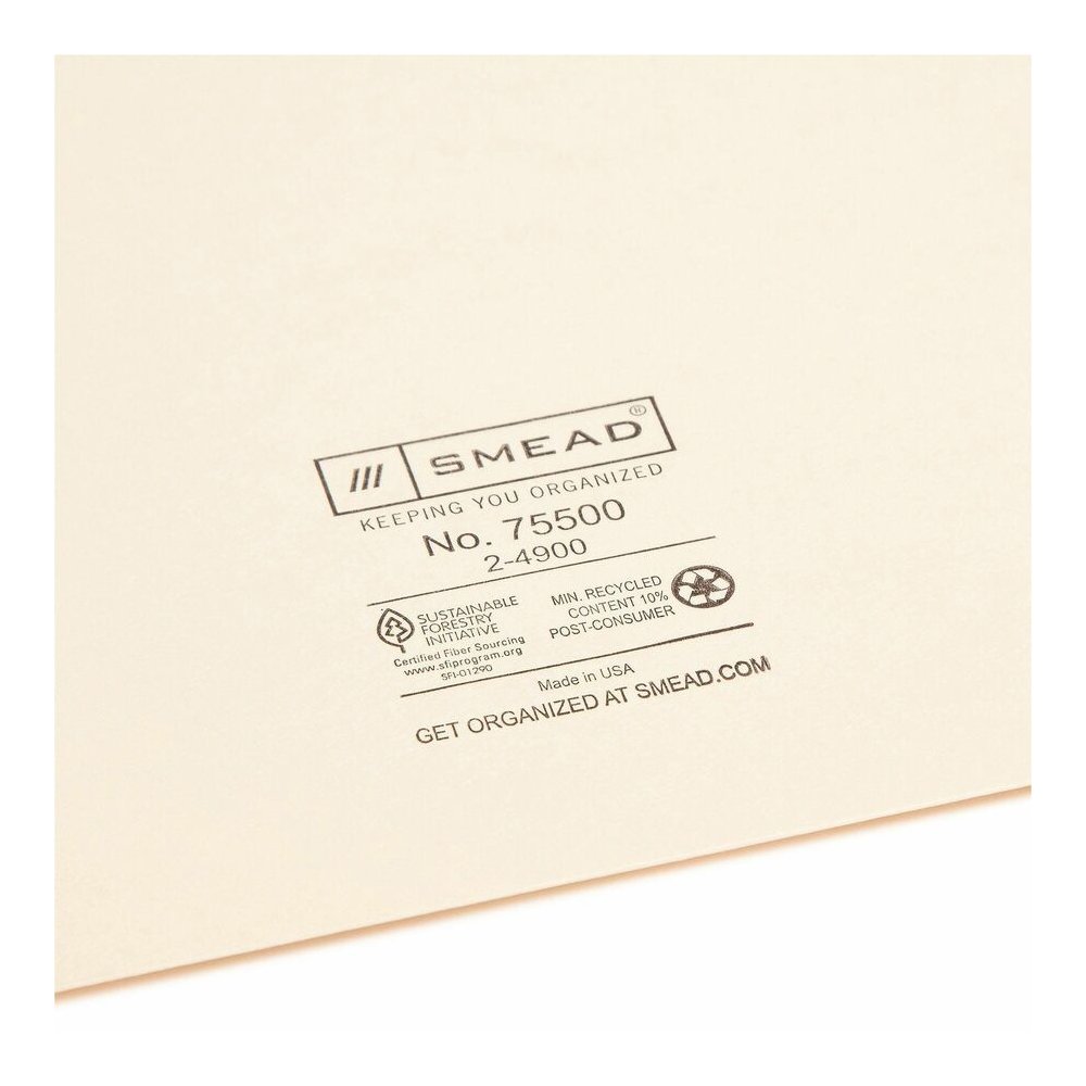 Smead Straight Tab Cut Letter Yes File Jacket - 8 1/2" x 11" - 11 pt. - 2 Plys - Manila - Reinforced, Slip Resistant - 10% Recycled - 100 / Box. Picture 2