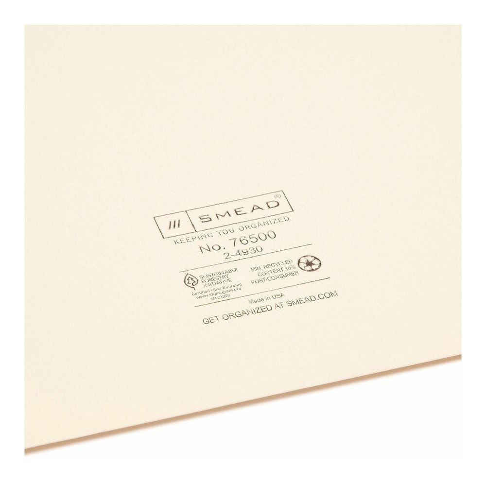 Smead Legal Recycled File Jacket - 8 1/2" x 14" - 11 pt. - 2 Plys - Manila - Reinforced, Slip Resistant - 10% Recycled - 100 / Box. Picture 2