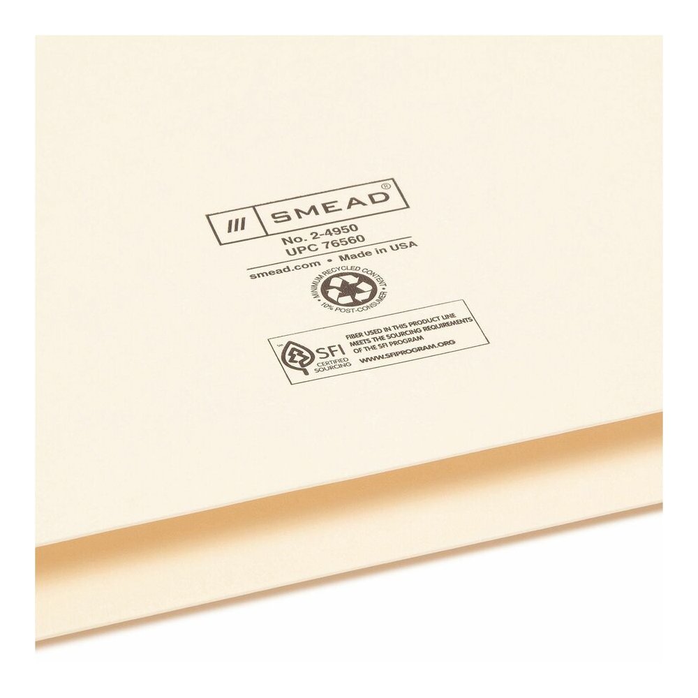 Smead Legal Recycled File Jacket - 8 1/2" x 14" - 2" Expansion - 11 pt. - 2 Plys - Manila - Reinforced, Slip Resistant - 10% Recycled - 50 / Box. Picture 2