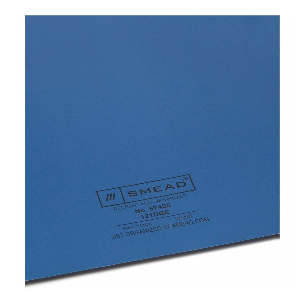 Smead Letter Recycled Report Cover - 8 1/2" x 11" - 3 Fastener - 1/2" for Folder - 12 pt. - Vinyl, Metal - Dark Blue - 50% Recycled - 25 / Box. Picture 2