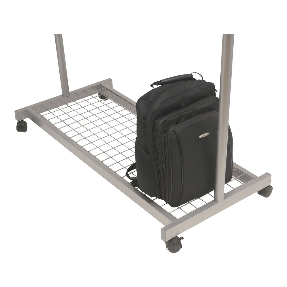 Alba 2-shelf Mobile Chrome Coat Rack - 36 x Hanger - 72" Height x 45" Width x 22" Depth - Hanging Hook, Built-in Wheels - Chrome - 1 Each. Picture 2