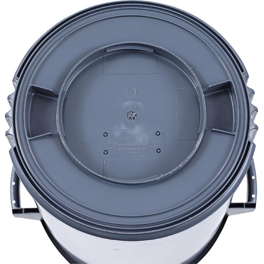 Genuine Joe Heavy-Duty Trash Container - 32 gal Capacity - Side Handle, Venting Channel - Plastic - Gray - 1 Each. Picture 4