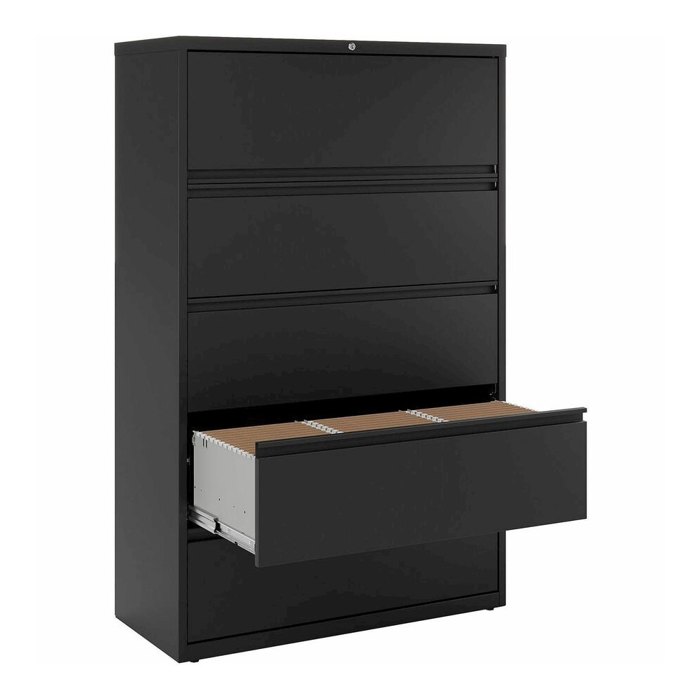 Lorell Fortress Series Lateral File - 42" Width x 18.6" Depth x 67.7" Height - 5 x Drawer(s) for File - Letter, Legal, A4 - Lateral - Interlocking, Label Holder, Leveling Glide, Ball-bearing Suspensio. Picture 2
