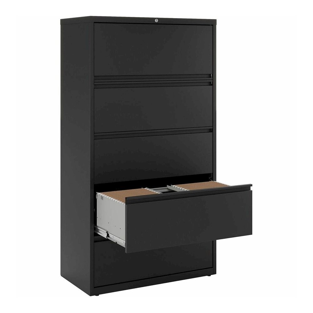 Lorell Fortress Series Lateral File - 36" Width x 18.6" Depth x 67.7" Height - 5 x Drawer(s) for File - Letter, Legal, A4 - Lateral - Rust Proof, Interlocking, Leveling Glide, Ball-bearing Suspension,. Picture 2