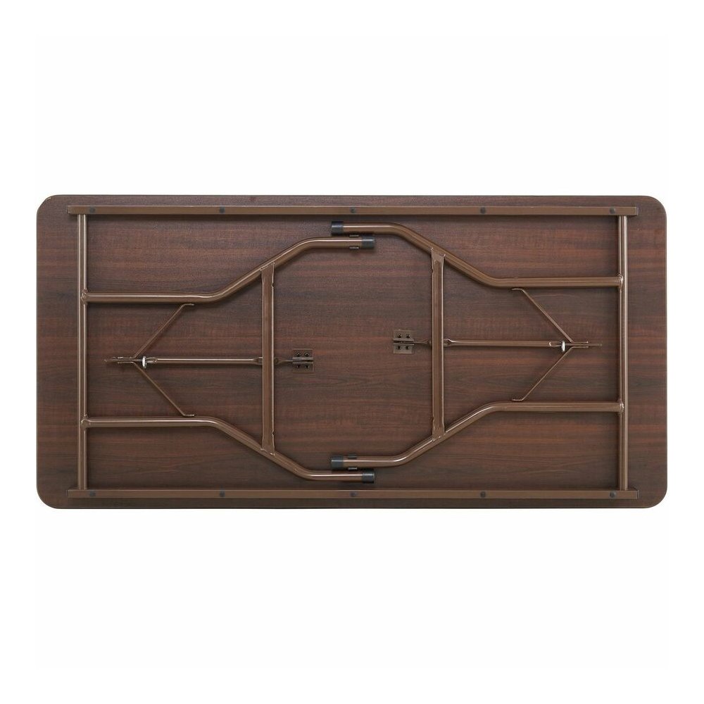 Lorell Economy Folding Table - Melamine Rectangle Top - 500 lb Capacity - 60" Table Top Length x 30" Table Top Width x 0.63" Table Top Thickness - 29" Height - Mahogany - 1 Each. Picture 2