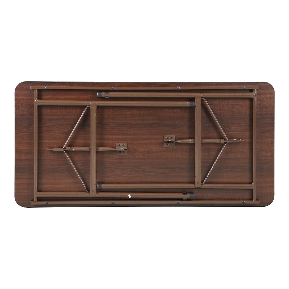Lorell Economy Folding Table - Melamine Rectangle Top - 500 lb Capacity - 48" Table Top Length x 24" Table Top Width x 0.63" Table Top Thickness - 29" Height - Mahogany - 1 Each. Picture 2