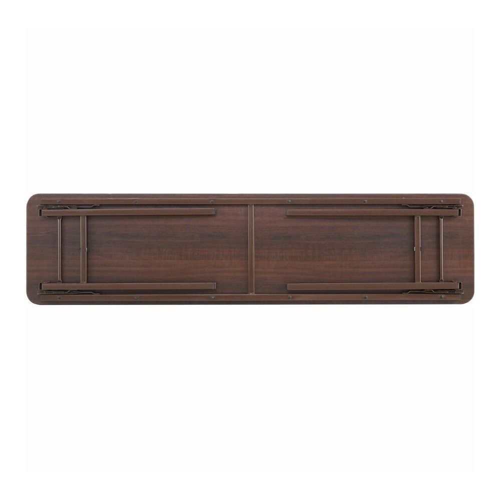 Lorell Economy Folding Table - Melamine Rectangle Top - 500 lb Capacity - 96" Table Top Length x 30" Table Top Width x 0.63" Table Top Thickness - 29" Height - Mahogany - 1 Each. Picture 2