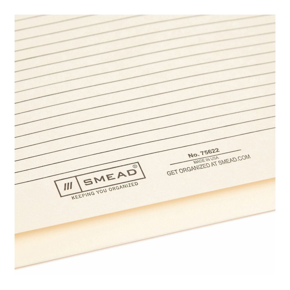 Smead Straight Tab Cut Letter Recycled File Jacket - 8 1/2" x 11" - 2" Expansion - Top Tab Location - 11 pt. - 2 Plys - Manila - Reinforced Tab, Slip Resistant - 10% Recycled - 50 / Box. Picture 2