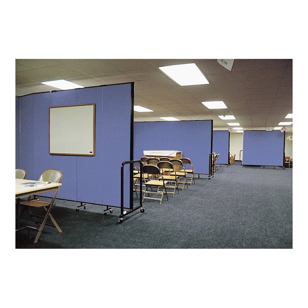 Screenflex Portable Room Dividers - 72" Height x 20.4 ft Length - Black Metal Frame - Polyester - Stone - 1 Each. Picture 2