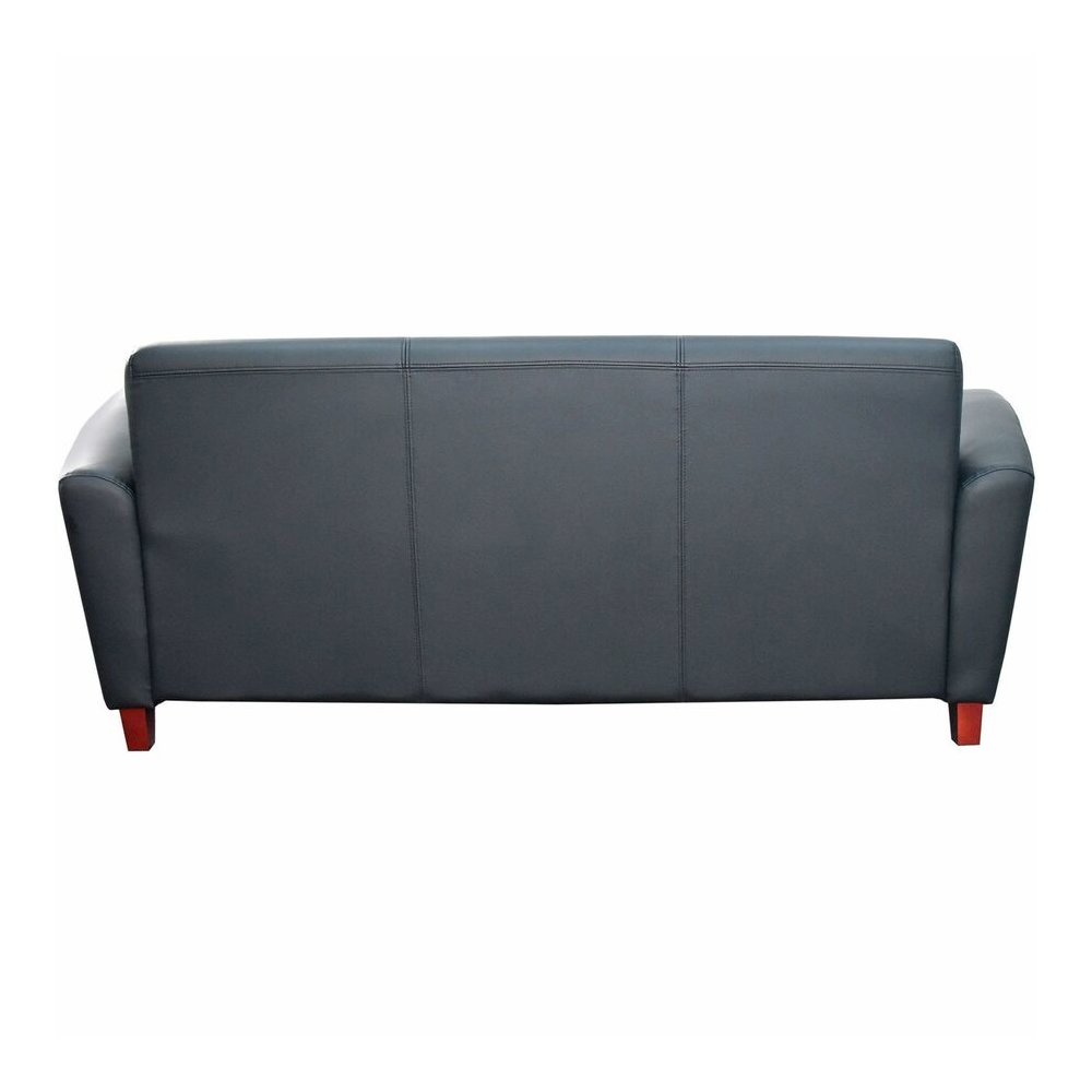 Lorell Accession Reception Sofa - 75" x 34.5" x 31.3" Overall Dimension - Leather Black Seat - Leather Black Back - 1 Each. Picture 2