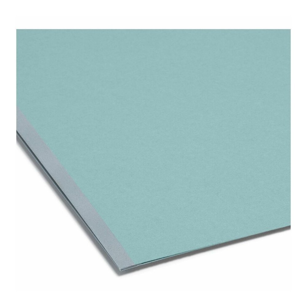 Smead 1/3 Tab Cut Letter Recycled Fastener Folder - 8 1/2" x 11" - 3" Expansion - 2 x 2K Fastener - Assorted Tab Position - 1 Plys - Pressboard - Blue - Eco-friendly, Heavy Duty, Dye-free - 100% Recyc. Picture 2