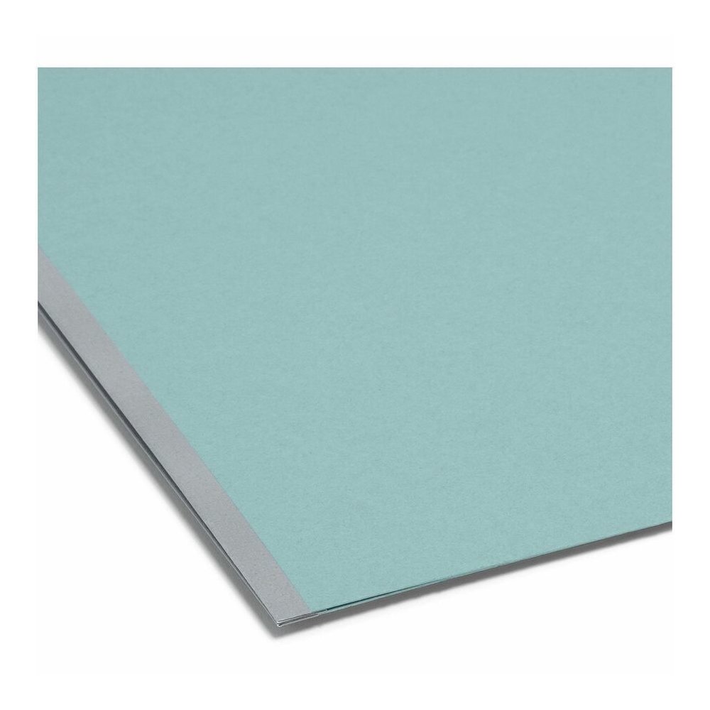 Smead 1/3 Tab Cut Legal Recycled Fastener Folder - 9 1/2" x 14 5/8" - 2" Expansion - 2 x 2K Fastener - Folder - Assorted Tab Position - 1 Plys - Pressboard - Blue - Eco-friendly, Heavy Duty, Dye-free . Picture 2