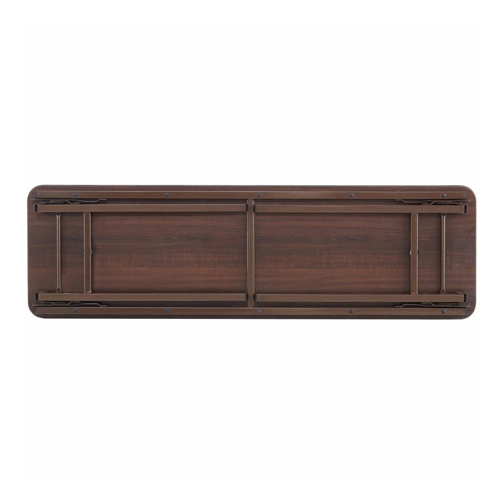 Lorell Economy Folding Banquet Table - Mahogany Rectangle Top - 60" Table Top Width x 18" Table Top Depth x 0.62" Table Top Thickness - 29" Height - Presentation, Food - Melamine Top Material - Steel . Picture 2