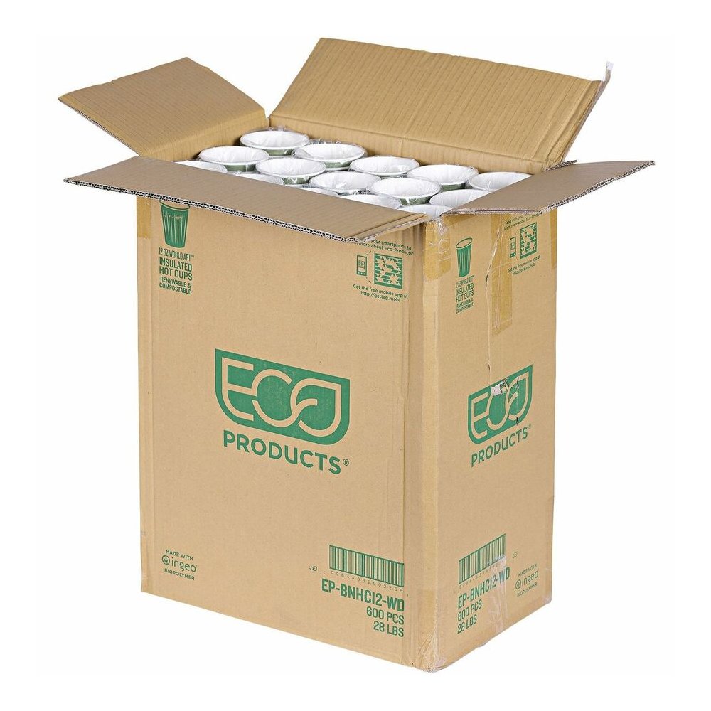 Eco-Products 12 oz World Art Insulated Hot Beverage Cups - 12 fl oz - Green - Hot Drink - No - 600 / Carton. Picture 2