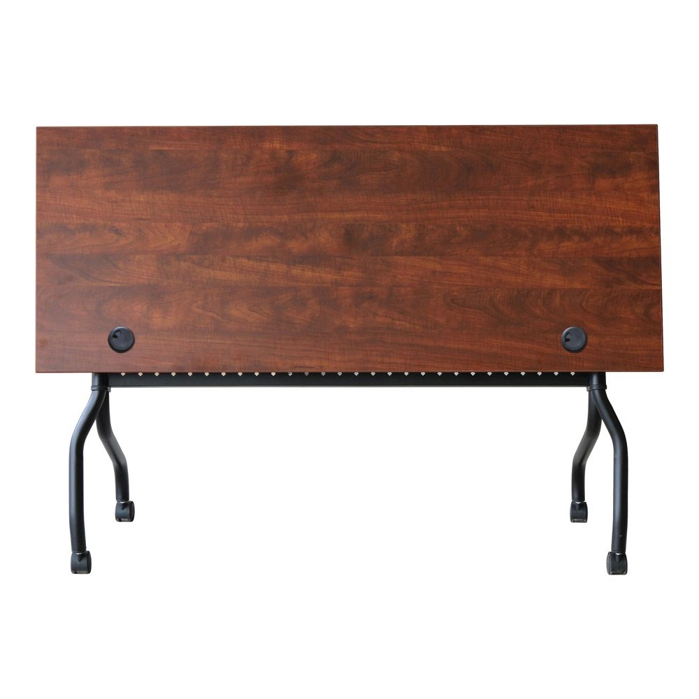 Lorell Flip Top Training Table - Rectangle Top - Four Leg Base - 4 Legs - 60" Table Top Width x 23.60" Table Top Depth - 29.50" Height x 59" Width x 23.63" Depth - Assembly Required - Cherry - Melamin. Picture 2