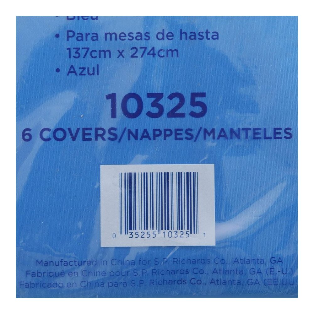 Genuine Joe Plastic Rectangular Table Covers - 108" Length x 54" Width - Plastic - Blue - 6/Pack - 4 / Carton. Picture 2