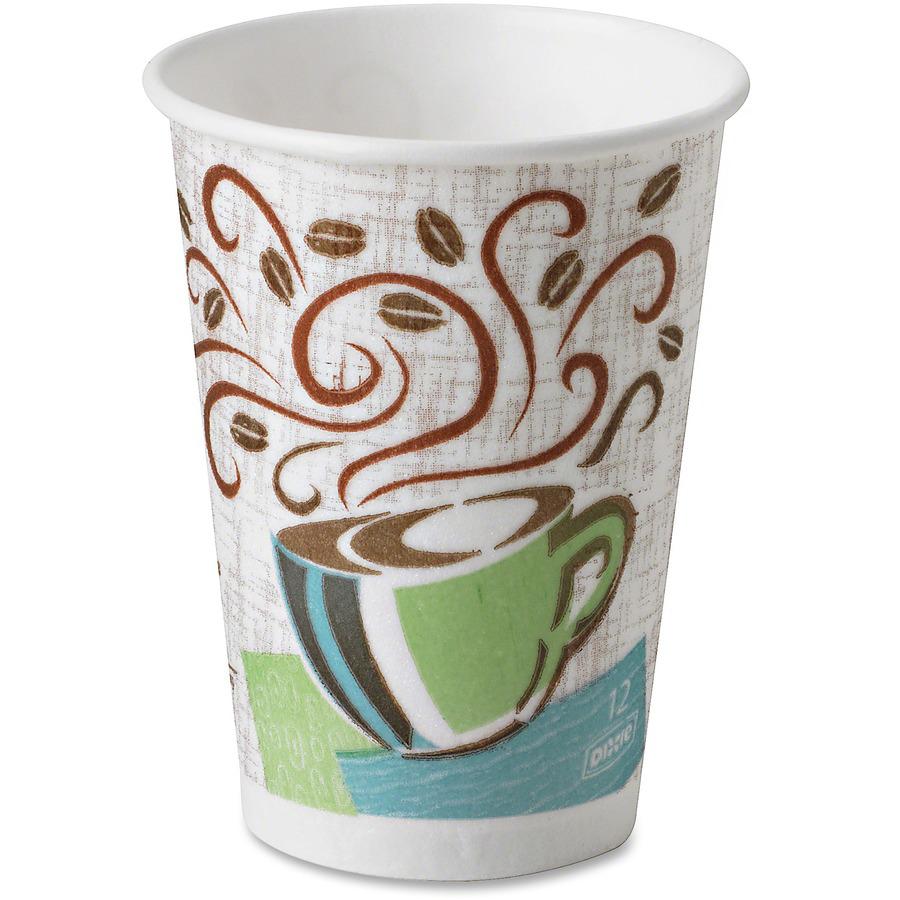 Dixie PerfecTouch 12 oz Hot Coffee Cup and Lid Sets by GP Pro - 50 / Pack - 6 / Carton - White - Paper - Hot Drink, Coffee, Beverage. Picture 4