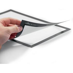 DURABLE&reg; DURAFRAME&reg; Self-Adhesive Magnetic Tabloid Sign Holder - Horizontal or Vertical, 12.25" x 18" Frame Size - Holds 11" x 17" Insert, 2 -Pack, Silver. Picture 2