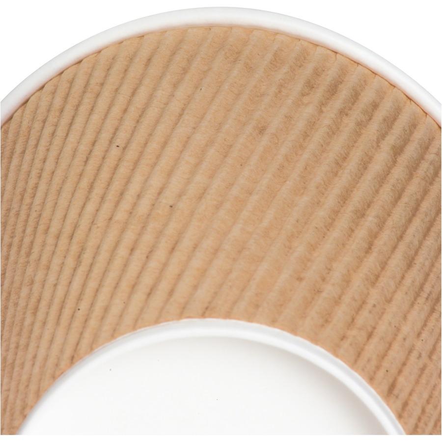Genuine Joe 16 oz Rippled Hot Cups - 16 fl oz - Brown - Hot Drink, Hot Drink, Beverage - 25/Pack - 5 / Bundle. Picture 3