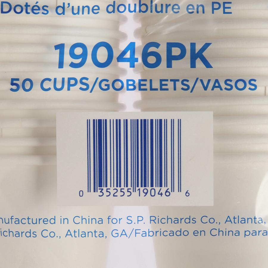 Genuine Joe 10 oz Disposable Hot Cups - 10 fl oz - White - Polyurethane - Hot Drink, Beverage - 50/Pack - 5 / Bundle. Picture 3