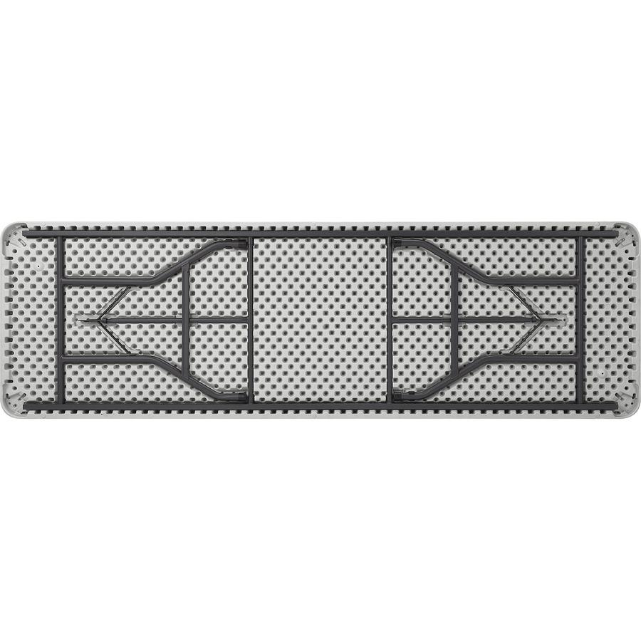 Lorell Extra-Capacity Ultra-Lite Folding Table - Light Gray Top - Dark Gray Base - 750 lb Capacity - 96" Table Top Width x 30" Table Top Depth - 29.25" Height - Gray - High-density Polyethylene (HDPE). Picture 3